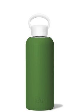 BKR Demi Water Bottle in Fern Green 22oz/650ml Glass w/Silicone